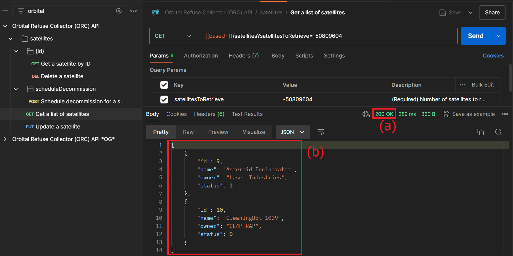 Expected view of Postman upon receiving response